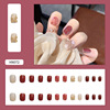 Removable fake nails, nail stickers for nails with bow for manicure, ready-made product, french style
