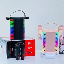 跨境Y-888无线蓝牙音箱手提便携K歌低音炮炫彩双麦家用蓝牙音响