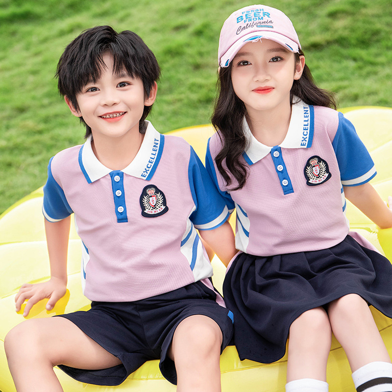 幼兒園園服夏季校服套裝小學生兒童班服短袖英倫風Polo衫運動夏裝