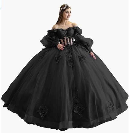 Flores vestido de adulto con mangas brillante con cuentas vestido dulce 2026 nuevo vestido de baile de hombro para mujeres image 6