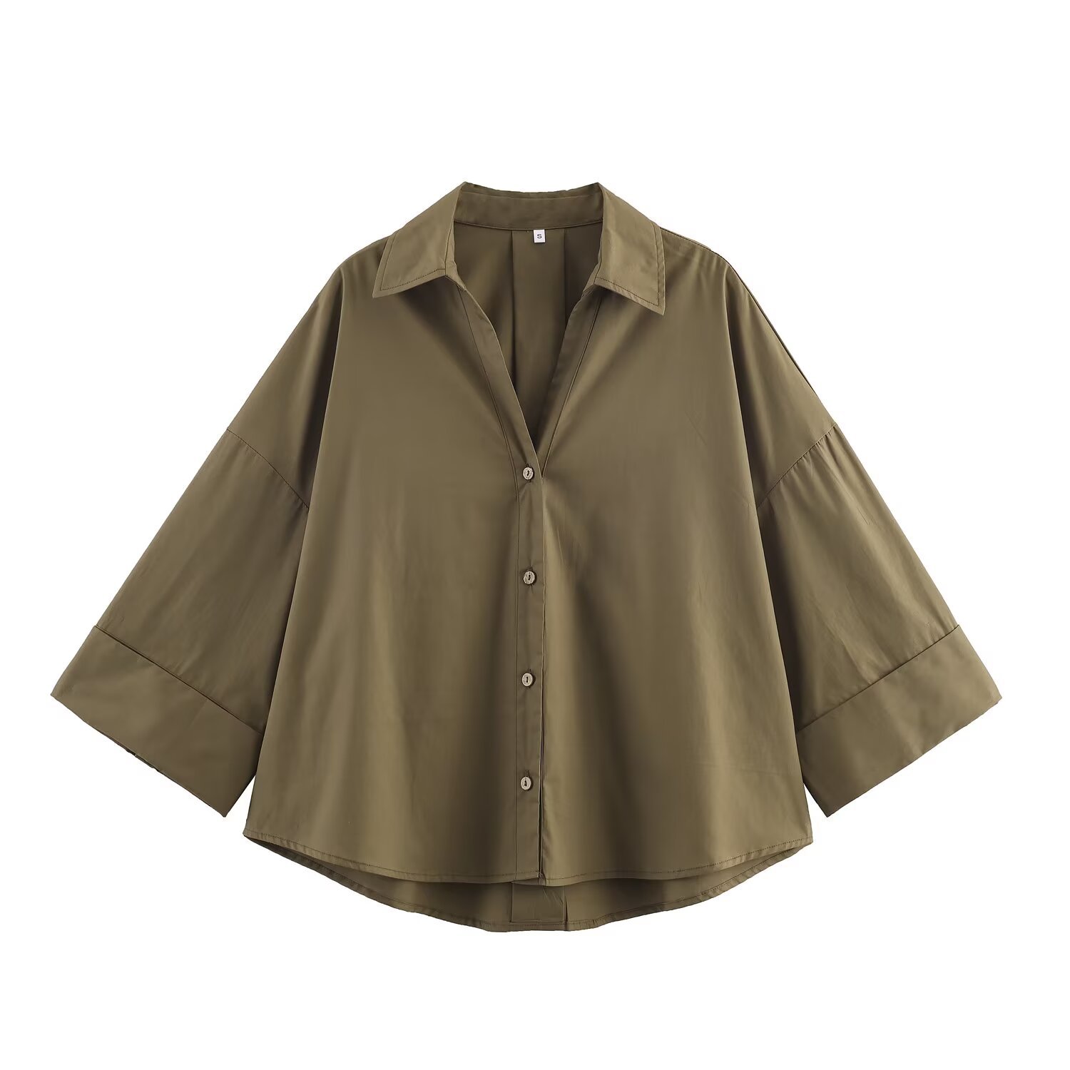 Women's Classic Fashion Wide Sleeve Poplin Shirt European American Style Versatile New Clothing_ecoleips.com