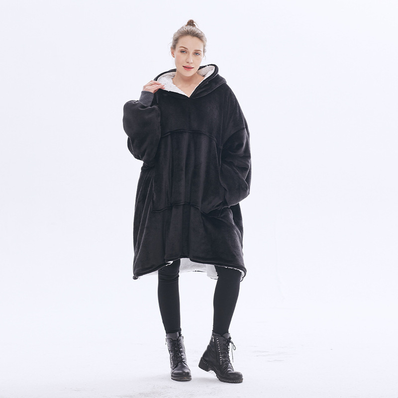 Cross-Border European and American Style Hooded Lazy Plush Blanket Lamb Fleece Double-Layer Home Casual Sweatshirt for Women, Thickened for Autumn and Winter Cross-Border European and American Style Hooded Lazy Plush Blanket Lamb Fleece Double-Layer Home Casual Sweatshirt for Women, Thickened for Autumn and Winter