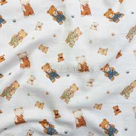 精梳棉 双层纱布 猫咪兔子小熊 服装母婴童装 家居服连衣裙月子服