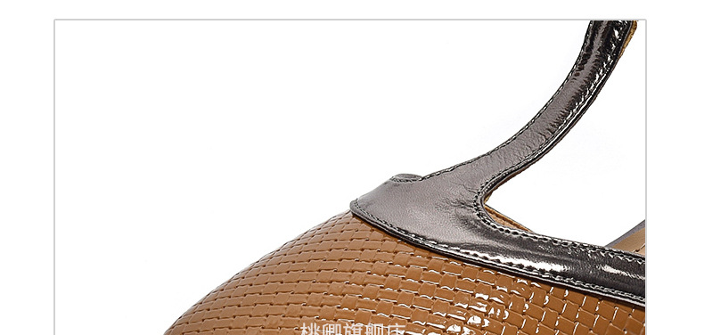 Sandal da thật mũi kín gót thấp đế mềm mũi vuông phong cách Pháp — Màu nâu chi tiết 13
