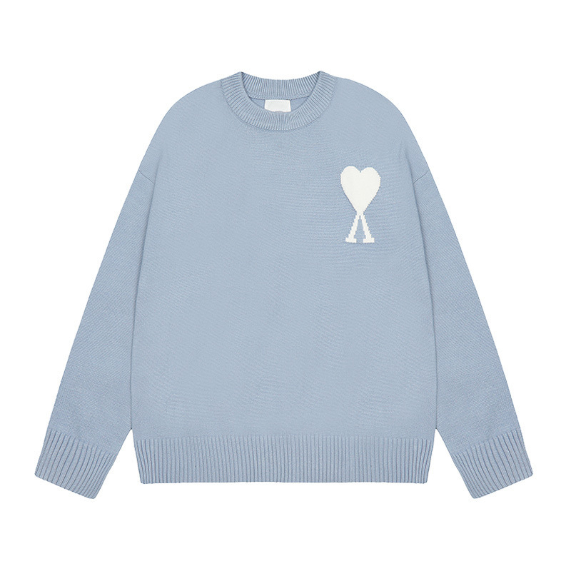 大注目！ ami セーター ラウンドネック ビッグラブ 25ss 新しいカップルルーズ長袖クロスボーダーウール女性のセーター|undefined