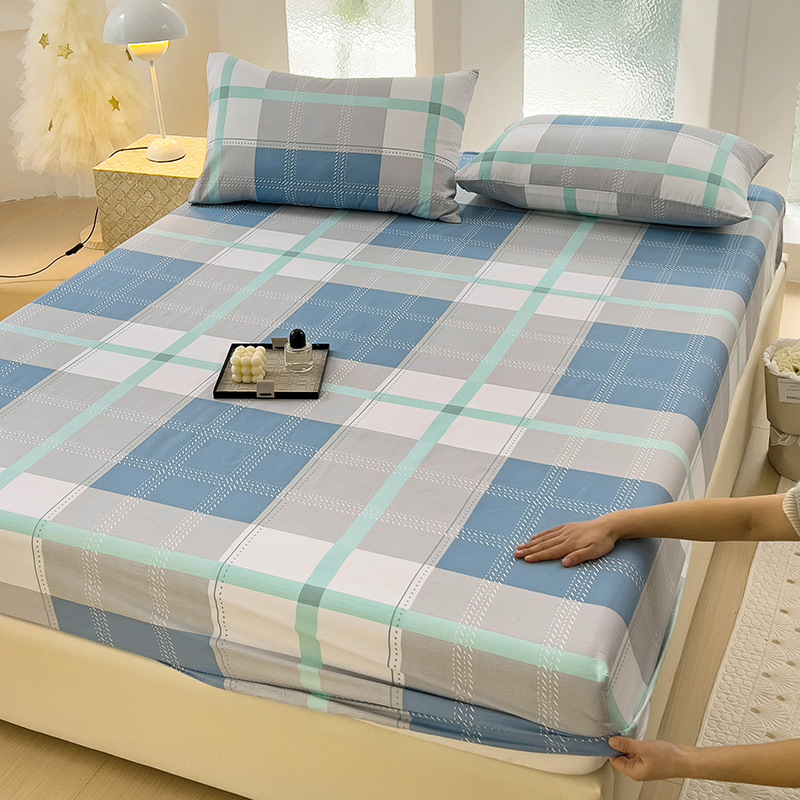 Nuevo estilo de sábana de algodón de una sola pieza de algodón colchón protector funda de cama sábana funda de cama de tres piezas verano 2024 nuevo estilo