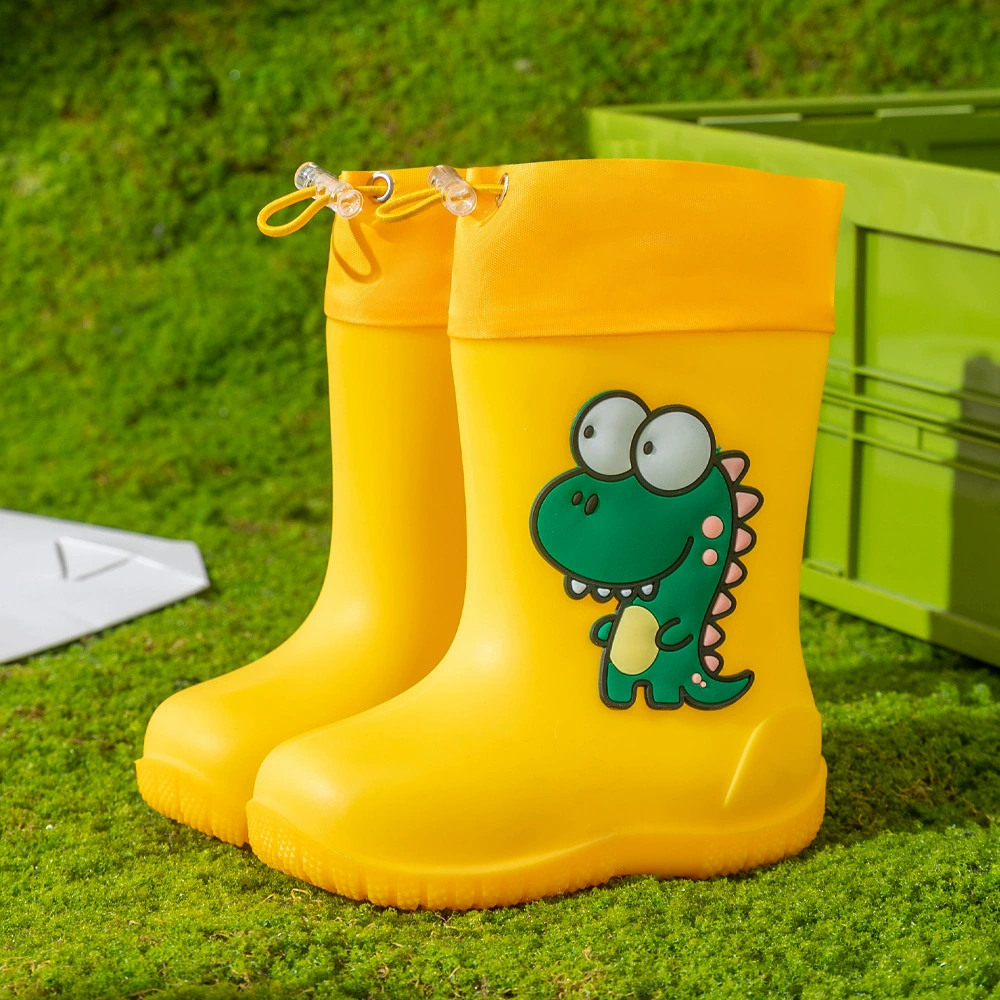 Детская дождевая обувь 1-7 лет мальчик ученик начальной школы динозавр водная обувь детское нескользящая детская мультяшная дождевая сапога девочка