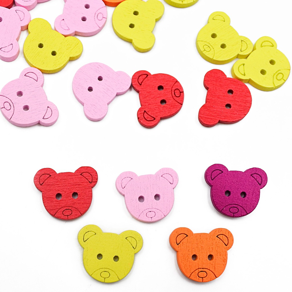 Cuentas de cabeza de oso de 5 colores, 18 mm