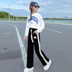 女童秋裝套裝2024新款兒童洋氣時髦春秋休閒女孩中大童韓版兩件套