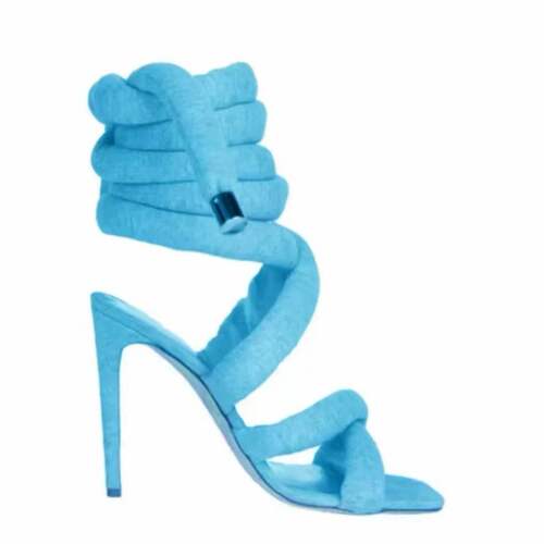 Square toe stiletto super high heel sandals for women 2024 foreign trade model cross strap foot wrap to take away show large size Roman shoes