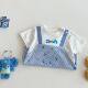 [No Return, No Change] Baby Academy Style Climbing Suit 2025 Summer New Baby Fashion Striped Fake Two-body Suit