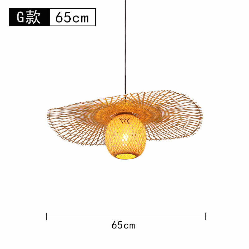 Lámpara de araña tejida de bambú Restaurante chino Lámpara de salón de té de linterna de bambú Restaurante japonés Sombrero de paja Lámpara de araña tejida de ratán B & B