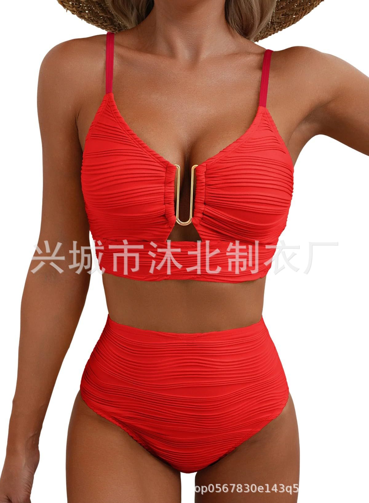 Bikini de Cintura Alta para Mujer de Poliéster para Natación y Fitness