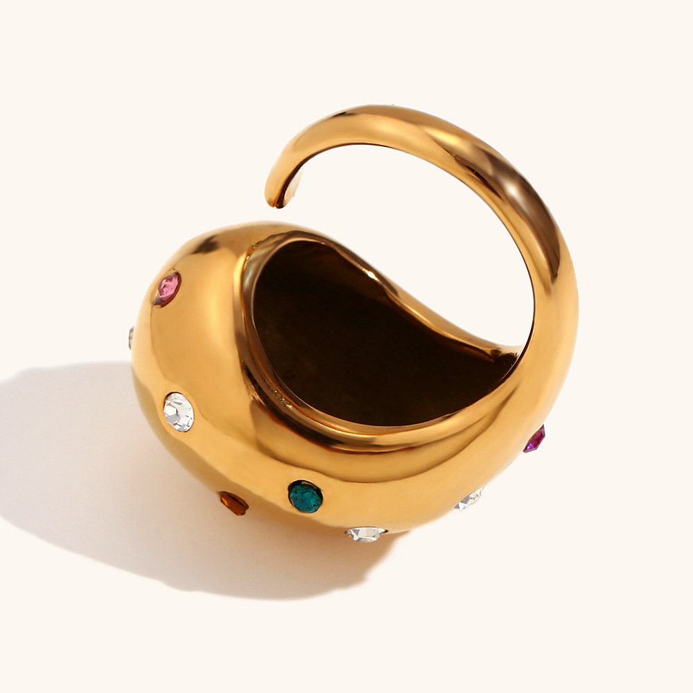 Open Rings Classification Adjustable Ring Size 1 Piece Quantity PVD Coated Real Gold Plated Geometric Stainless Steel Retro Waterproof Non Tarnish Open Rings