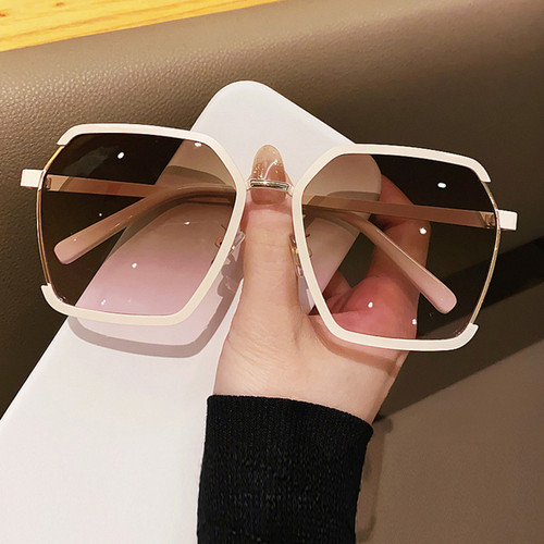 New temperament metal half-frame sunglasses for women, high-end driving street photography sunglasses, anti-UV travel sunglasses