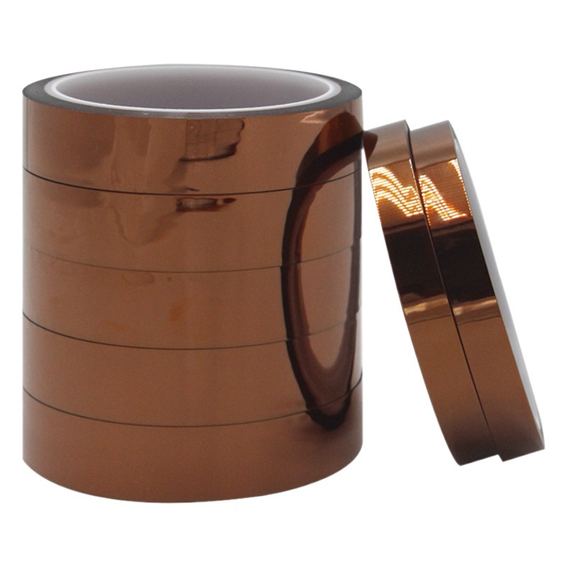 Cinta resistente a altas temperaturas de dedo dorado marrón PET Cinta de aislamiento de batería de litio Cinta de alta temperatura de dedo dorado sin pegamento residual