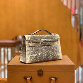 纯手工缝制迷你凯莉包一代蜥蜴皮mini手拿包晚宴手提女包小手拎包