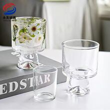 高脚雪山玻璃杯香薰蜡烛杯DIY果冻蜡干花烛台容器玻璃瓶子广口