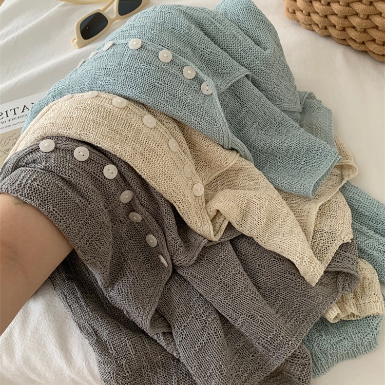 여성용 텐셀 린넨 브이넥 니트 가디건, 젠틀 레트로, 다재다능하고 슬림한 긴팔 에어컨 셔츠, 초가을 재킷