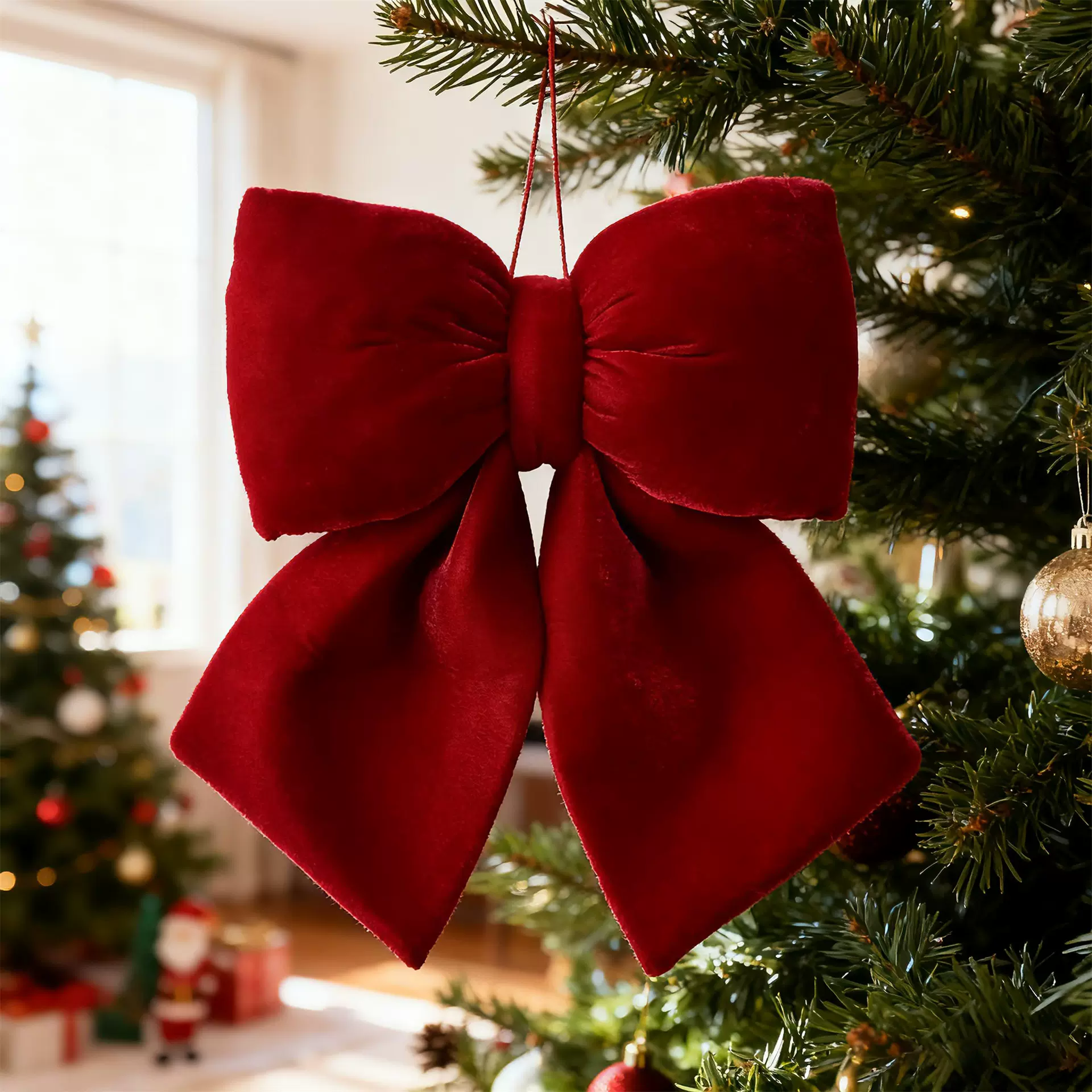 跨境新款圣诞节蝴蝶结挂件圣诞树立体蝴蝶结装饰品场景布置道具