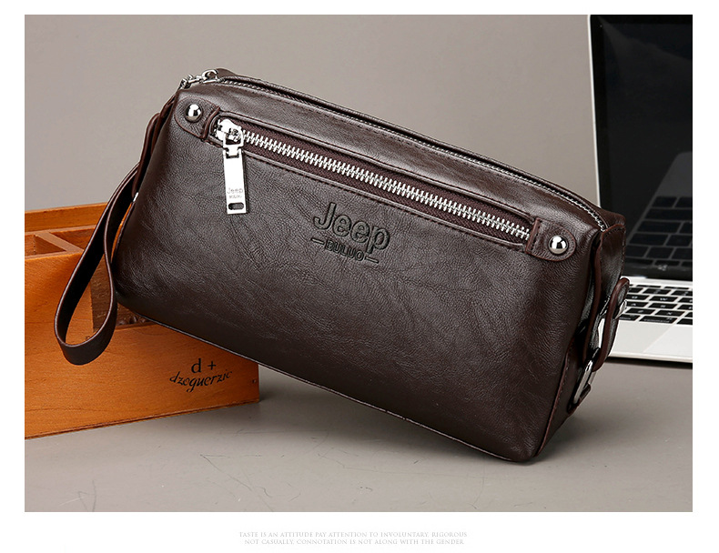 495g Weight Polyester Lining Material Zipper Closure Type Top Handle Strap Type Clutch Bag Bags Type Casual Occasion Pu Leather Material Solid Color Pattern All Seasons Season Men'S Gender Vintage Style Style Square Shape Men's Solid Color Pu Leather Zipper Clutch Bag