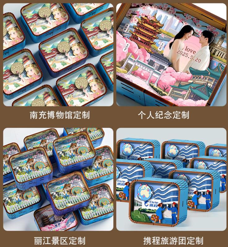原创木质音乐盒城市景点文创八音盒旅游纪念品国潮摆件冰箱贴摆摊|undefined