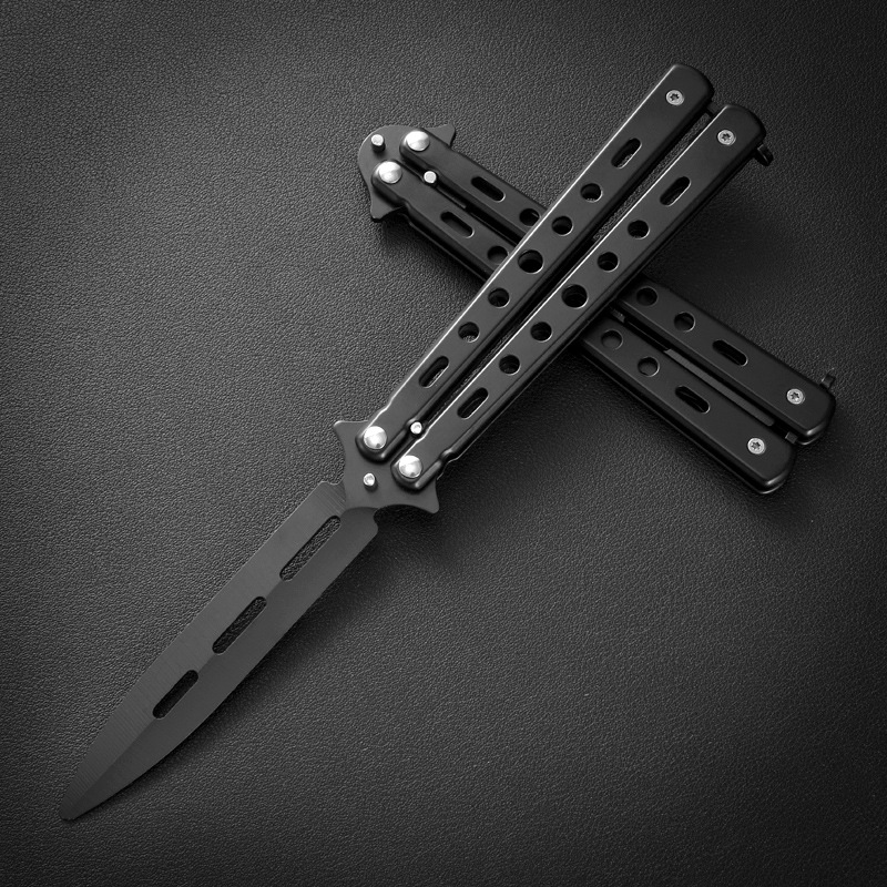 CSGO cuchillo de mariposa plegable portátil cuchillo de juguete mariposa peine novato práctica juguete de acero al aire libre cuchillo hoja no abierta