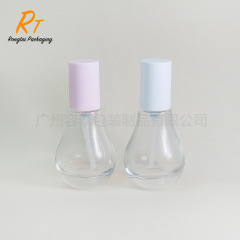 新款 30ml小灯泡精华液瓶 按压式乳液瓶水滴形原液分装玻璃瓶包材