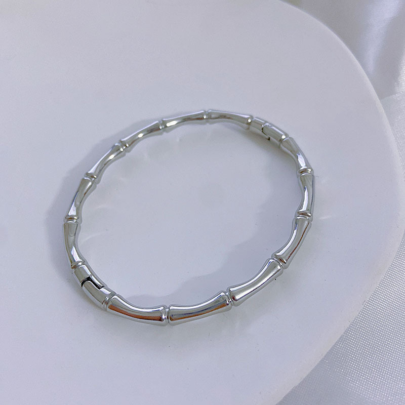 Chinoiserie Casual Bamboo Solid Color Titanium Steel Plating Bangle display picture 5