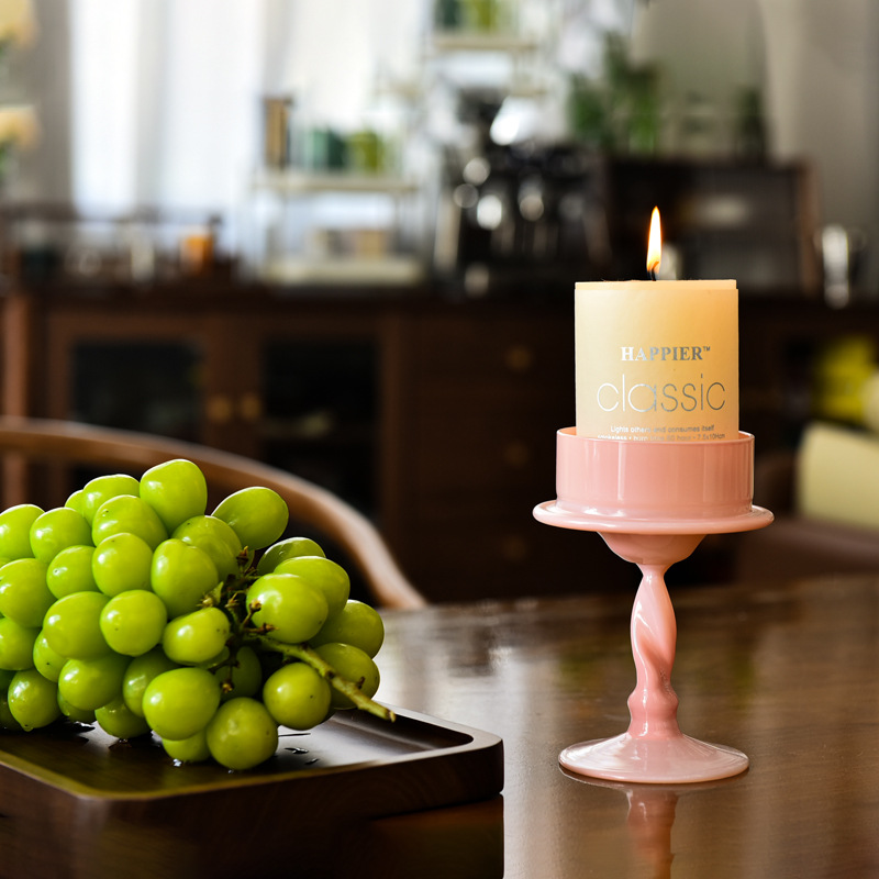 Creativo hecho a mano Rosa candelabro de cristal decoración espiral Barra de vacaciones atmósfera decoración vela cilíndrica suministros de la boda