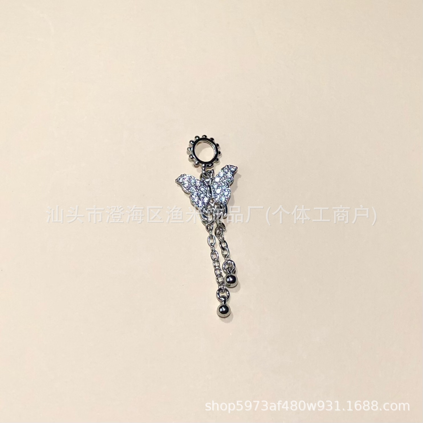 14K Gold-Filled Micro-Paved Zircon Butterfly Tassel Bead Crystal Bracelet Necklace DIY Handmade Accessories Pendant