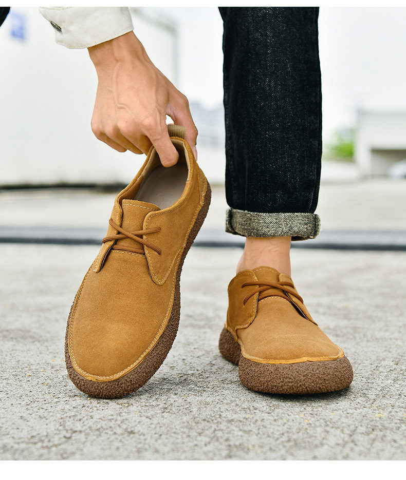 Giày sneaker nam cổ thấp da lộn phối lưới, đế dày — 2307 ren màu xám, 2307 ren nâu, 2307 ren đen, ren 2307m màu chi tiết 14