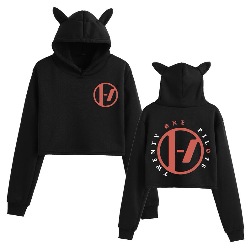 New Cross-Border Twenty One Pilots Twenty One Pilots Cat Ears Navel-Baring Women's Sweatshirt New Cross-Border Twenty One Pilots Twenty One Pilots Cat Ears Navel-Baring Women's Sweatshirt