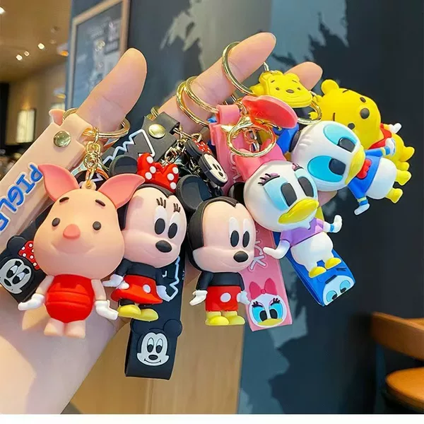 Cartoon Mickey and Minnie Keychain Donald Duck Pendant Car School Bag Key Chain Couple Pendant Small Gift Wholesale