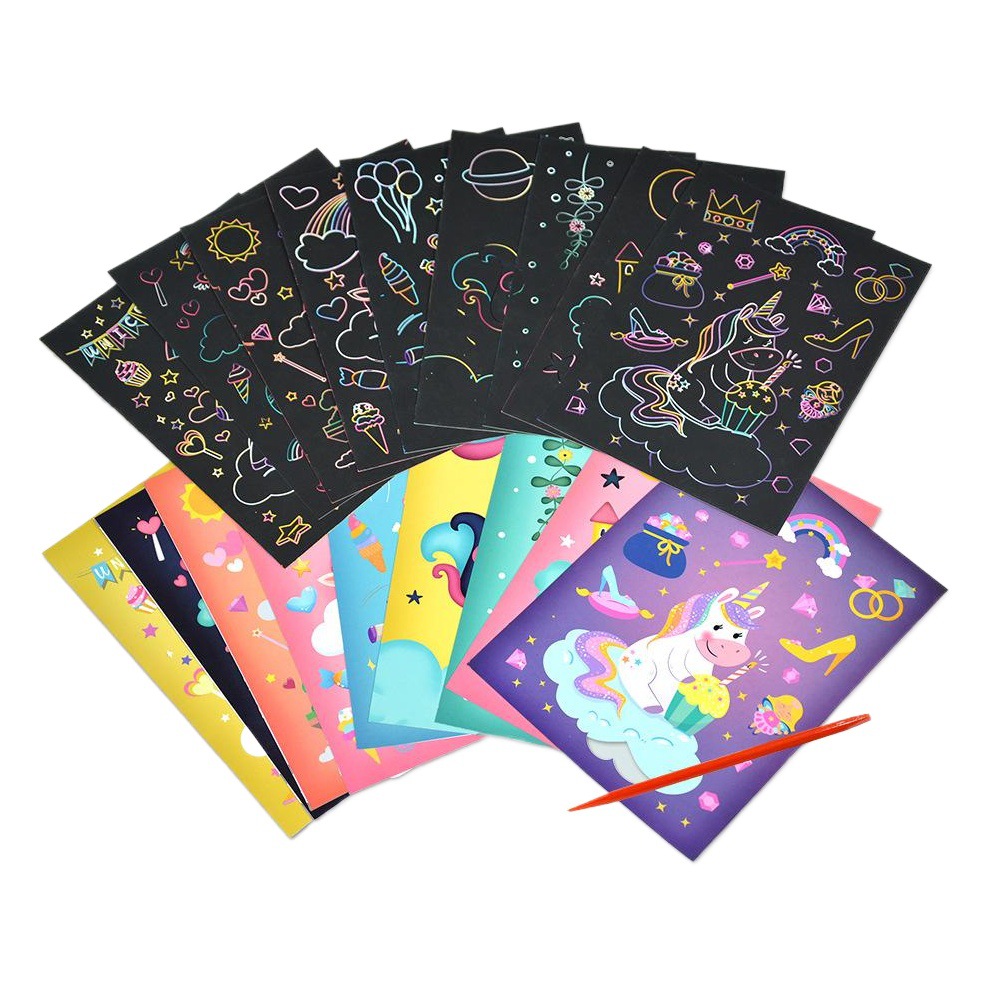 Scratch pintura niños dibujos animados kindergarten estudiante de arte creativo DIY graffiti suministros traje colorido rasguño Pintura Libro