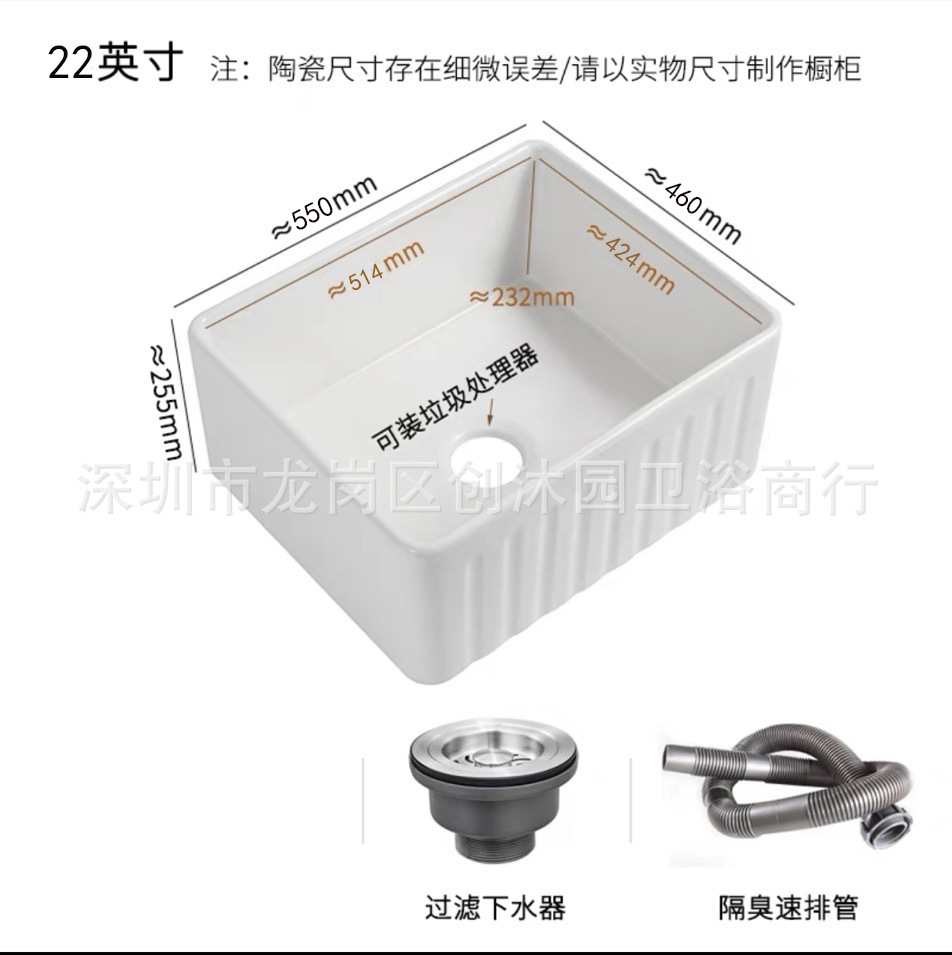 Cocina americana retro refractaria cerámica fregadero gran tanque único blanco frontal incrustado lavabo lavavajillas