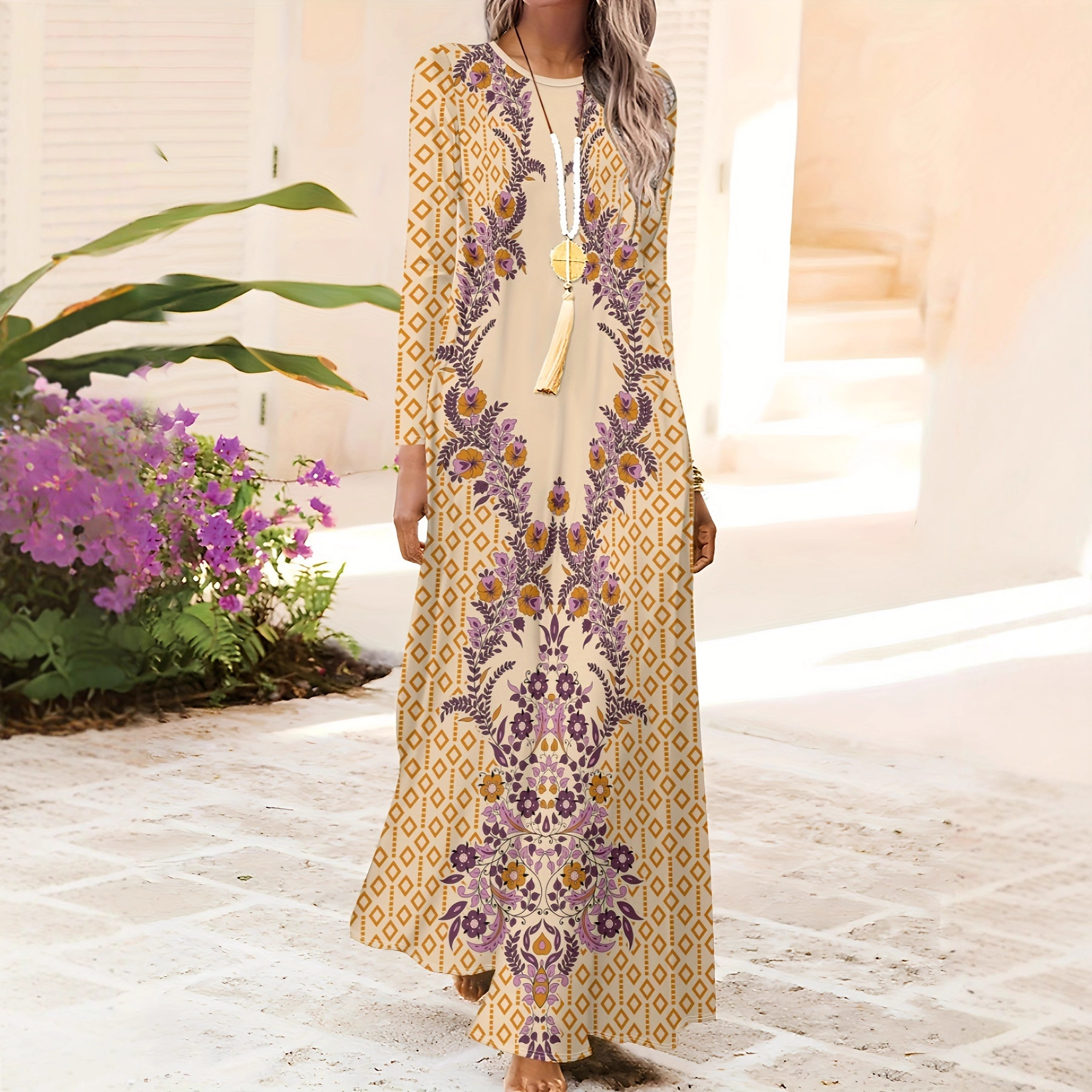Women's Butterfly Pattern 3D Digital Bohemian Style Printed Party Elegant Long Dress 2025 Cross-Border_ecoleips.com