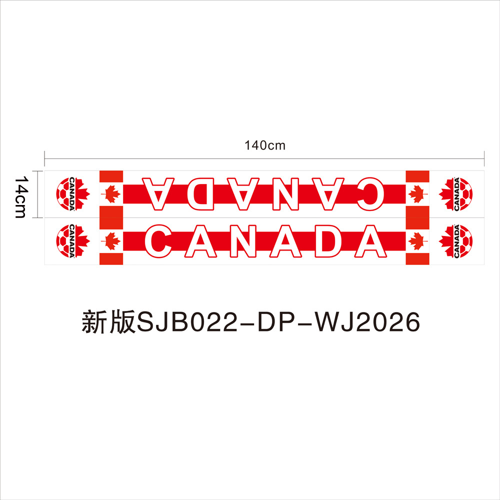 Bufanda de aficionado para la Copa Mundial de Fútbol 2026, para Estados Unidos, Canadá y México, bandera decorativa para animar en el estadio de Brasil, tejida en poliéster.