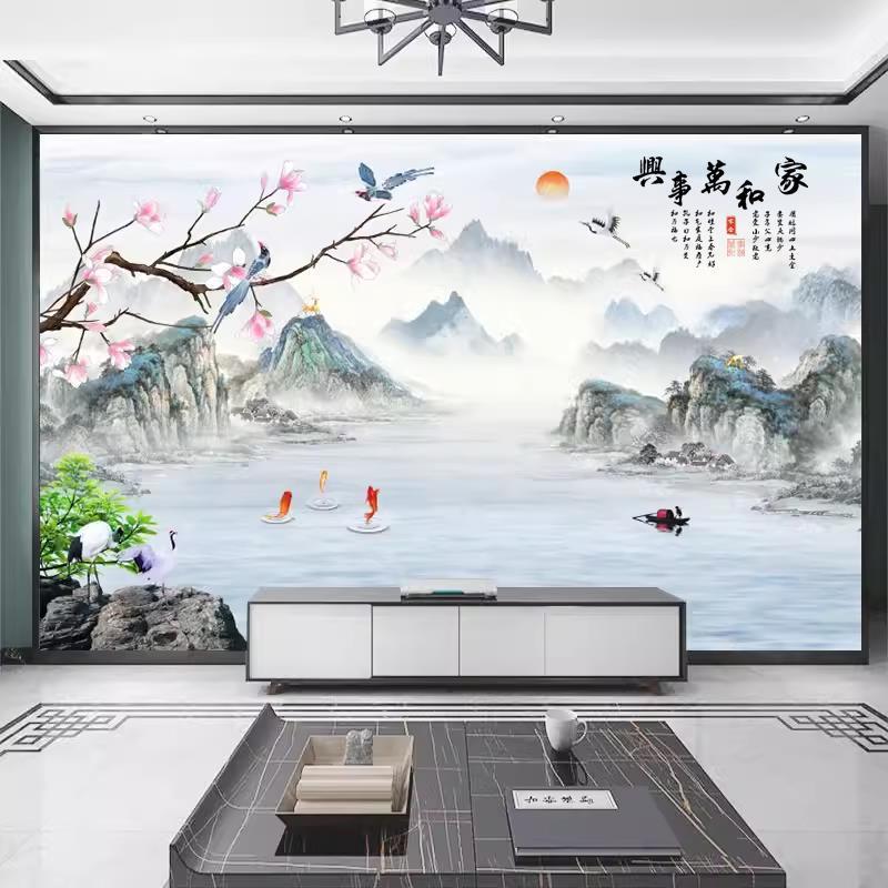 墙纸3d立体壁画电视背景墙壁纸客厅家和影视壁布装饰墙布自粘|undefined
