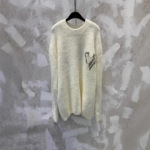 正确版本潮奢驴家25FW白色镜像毛衣 绵羊毛+牦牛绒混纺 厂家直出