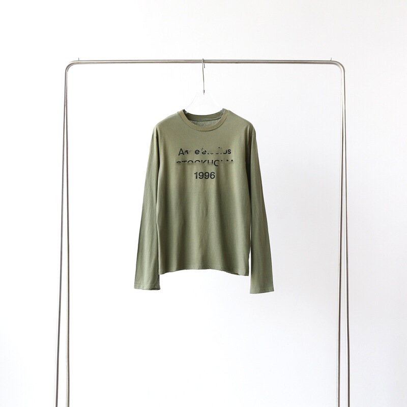 AC高品質李宜通同スタイルスプレーカラーウォッシュ加工ラウンドネックTシャツダーティーウォッシュプリントメンズレディースプルオーバー長袖Tシャツ|undefined