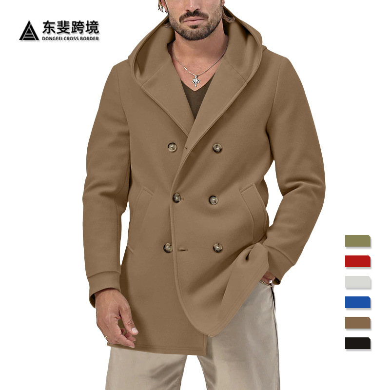 Amazon Europa y América primavera y otoño hombre casaco con tapa larga compuesto de algodón espacial doble hebilla casaco casual