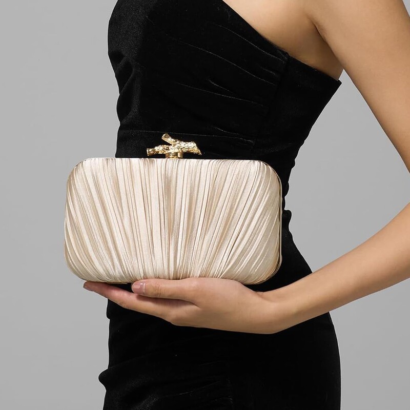 2025 Cross-Border New Pleated Clutch Evening Bag Banquet Bag Ladies Evening Dress Bag Wedding Evening Bag 2025 Cross-Border New Pleated Clutch Evening Bag Banquet Bag Ladies Evening Dress Bag Wedding Evening Bag