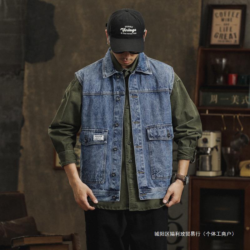 Denim spring retro trend fashionable vest sleevless