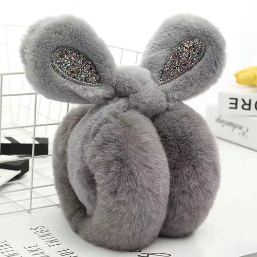 Autumn and winter earmuffs, warm foldable earmuffs, plush adult ear warmers, female cute imitation rabbit fur thickening