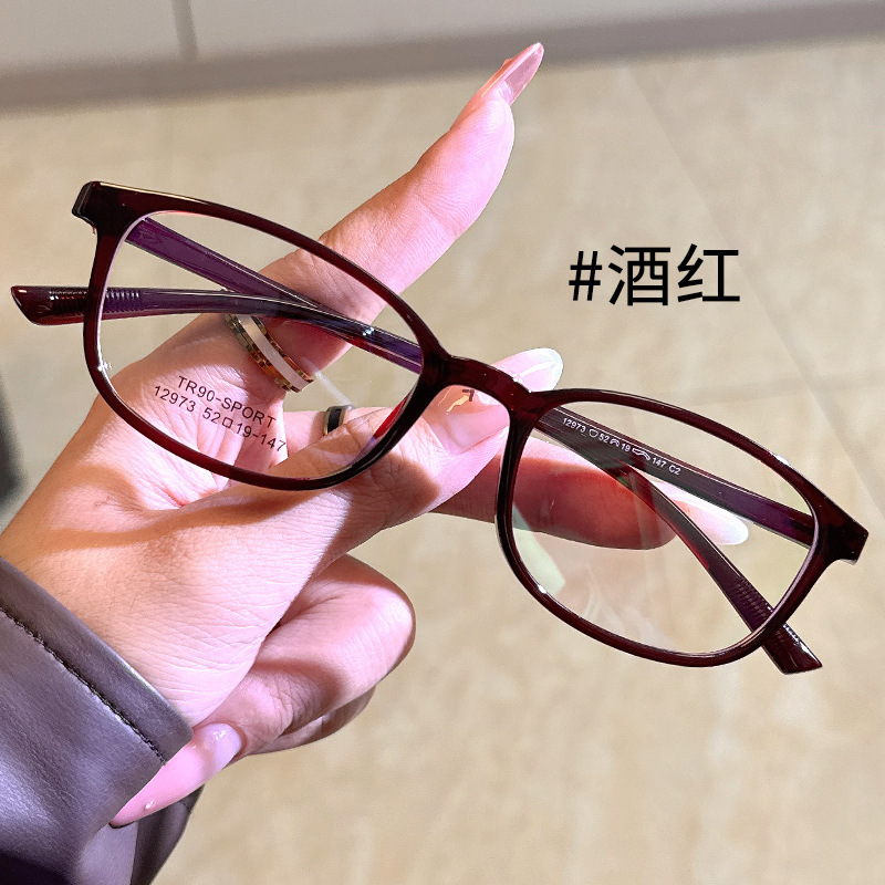 新商品の楕円枠の近視のメガネの女性は度数の高級感のすっぴんの文芸のTR90鏡の枠の平光の目の棚を配合することができます。|undefined