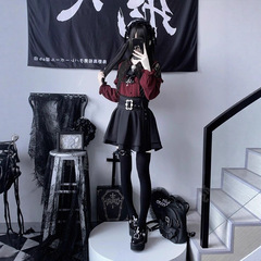 甜心邂逅日系量产蕾丝设计上衣半身裙衬衫高腰半裙套装春秋两件套