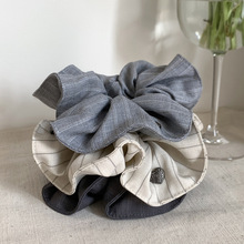 韩国简约条纹大肠发圈2025新款小清新学院风头绳百搭丸子头发饰女