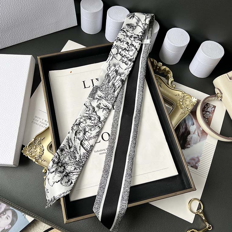 D versión alta 18 mm bufandas de seda cinta cinta delgada correa de pelo larga decoración pequeña bufandas animales de la selva H