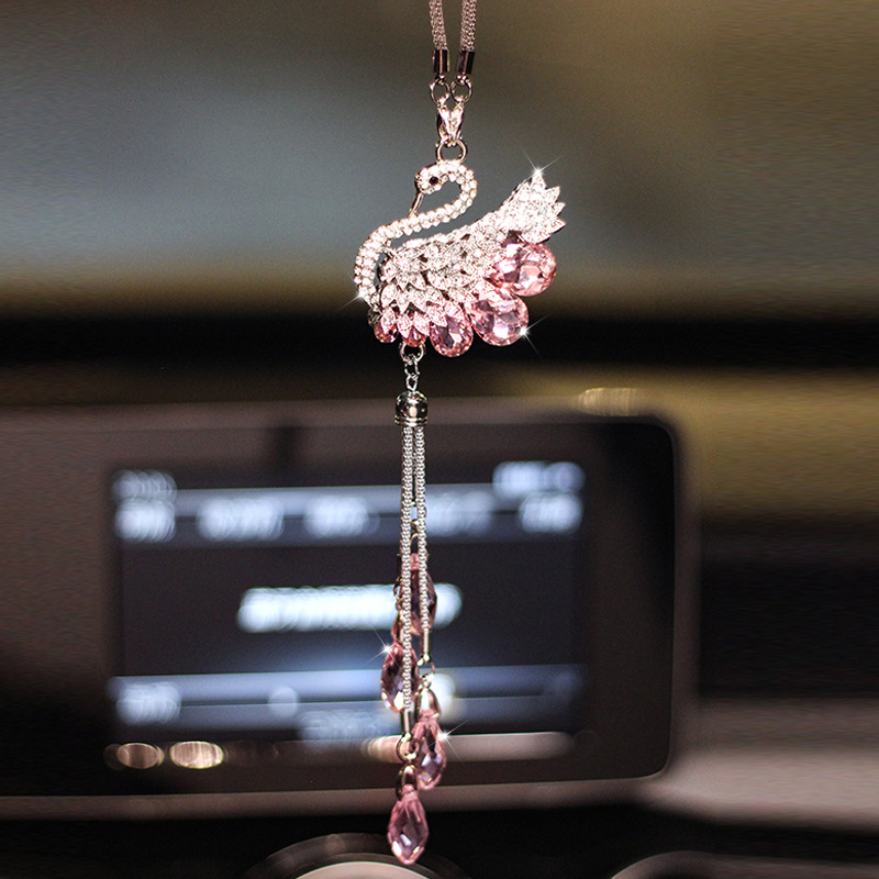Crystal Car Ornament Diamond Swan Car Charm Sedan Cute Kartoon Interior Decor Accessory Women